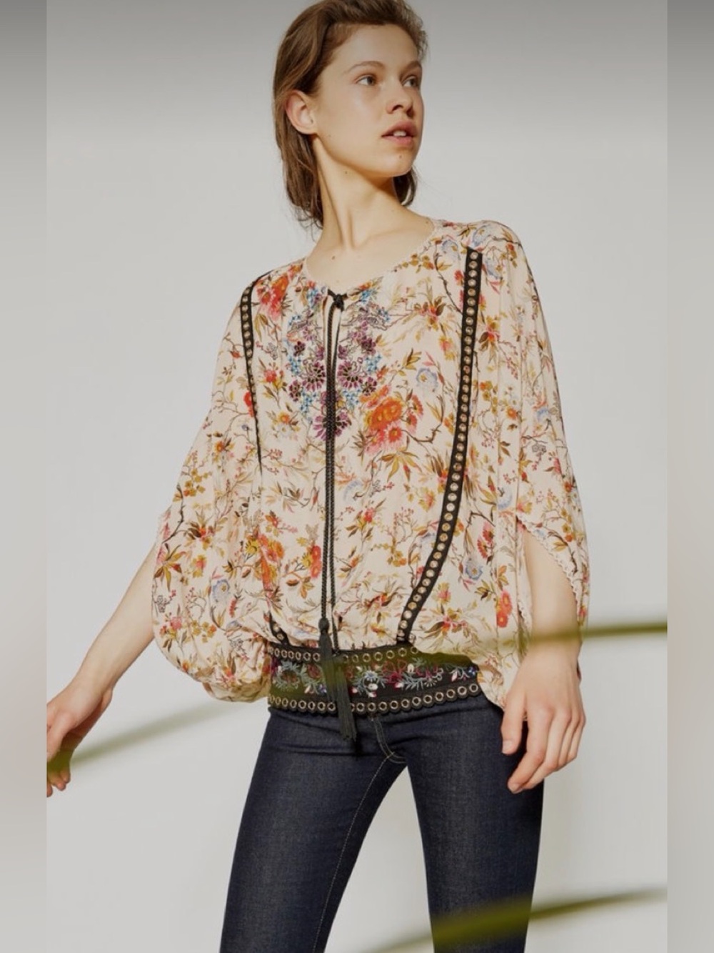 The Kooples Sleeveless Fleurs d'Artifice Print Top Sz 1 Oversized